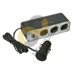 Разветвитель прикуривателя 12/24 (на 3 выхода+USB) CS313U