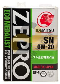 Моторное масло Idemitsu ZEPRO ECO MEDALIST SN/GF 0W-20 синтетическое 4 л.